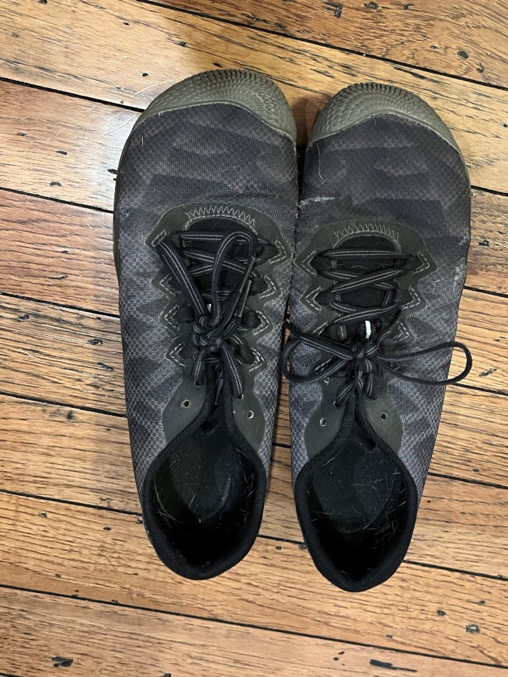 Well worn broken in gym shoes